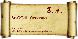 Bródi Armanda névjegykártya